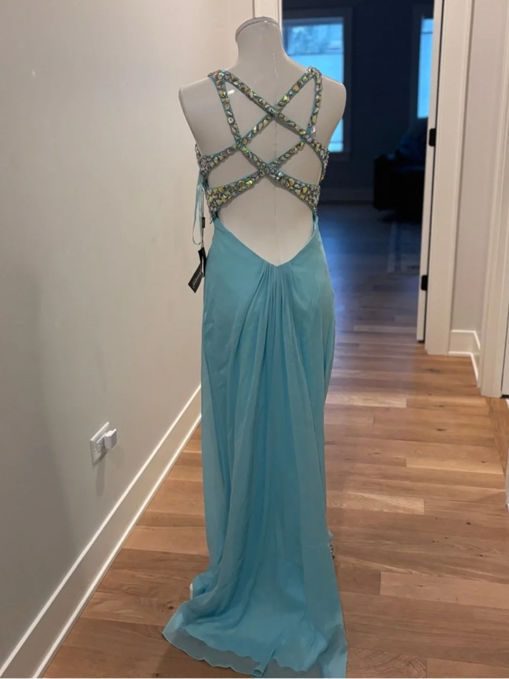 La Femme Light Blue Embellished Prom Dress. Size 2. New